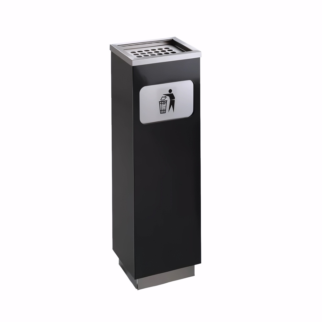 Papelera cenicero en Acero pintado negro 16 L rectangular