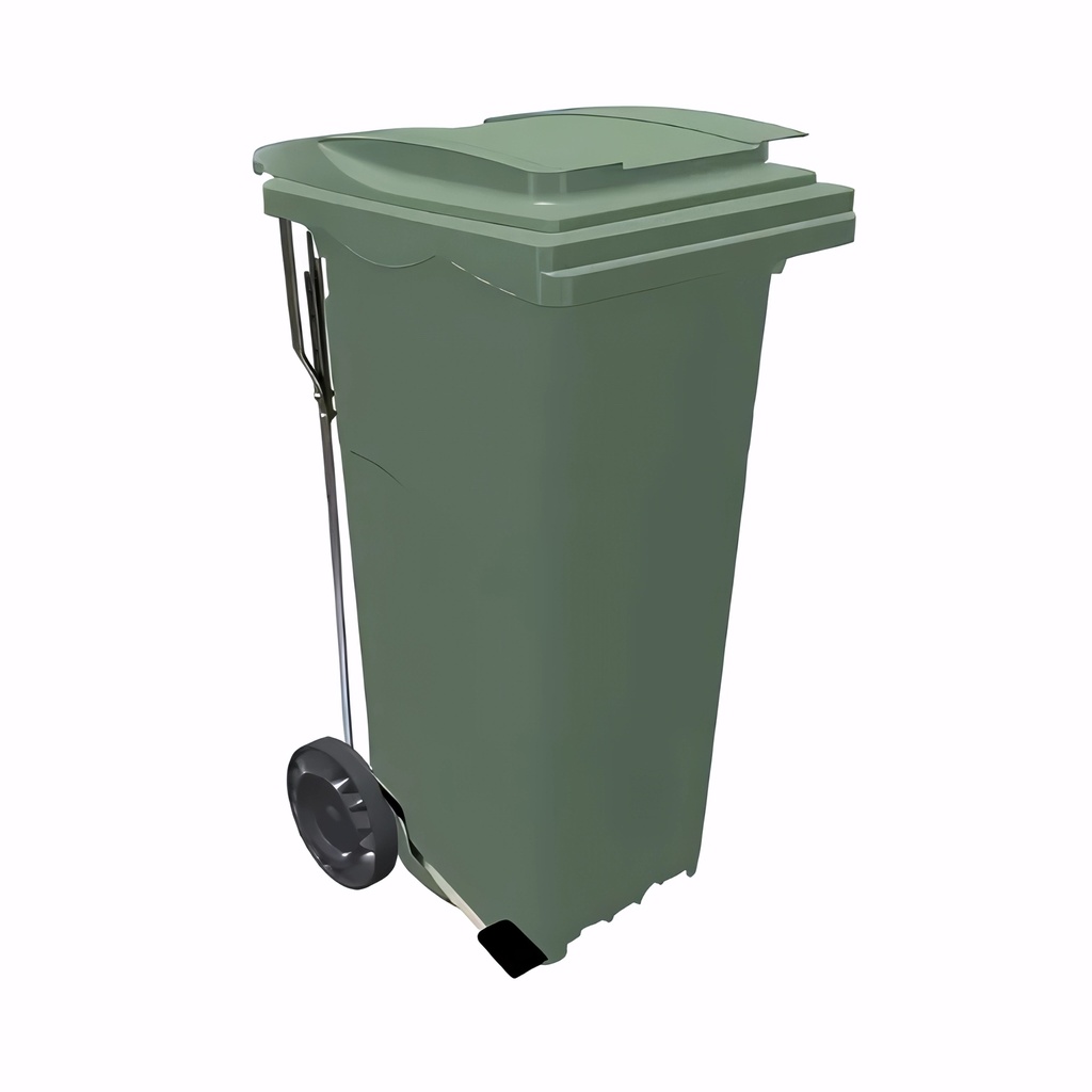 Contenedor de 120 L con pedal en Polietileno verde alicante