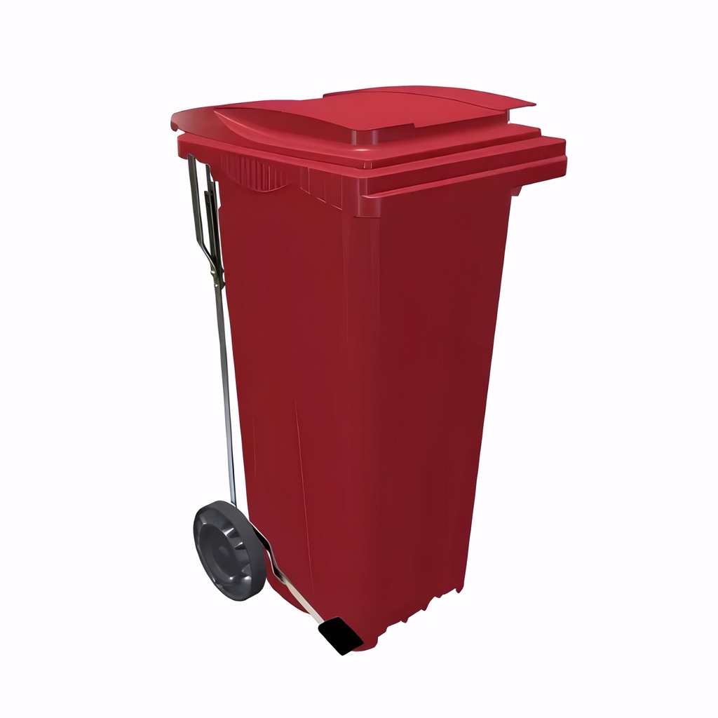 Contenedor de 120 L con pedal en Polietileno rojo