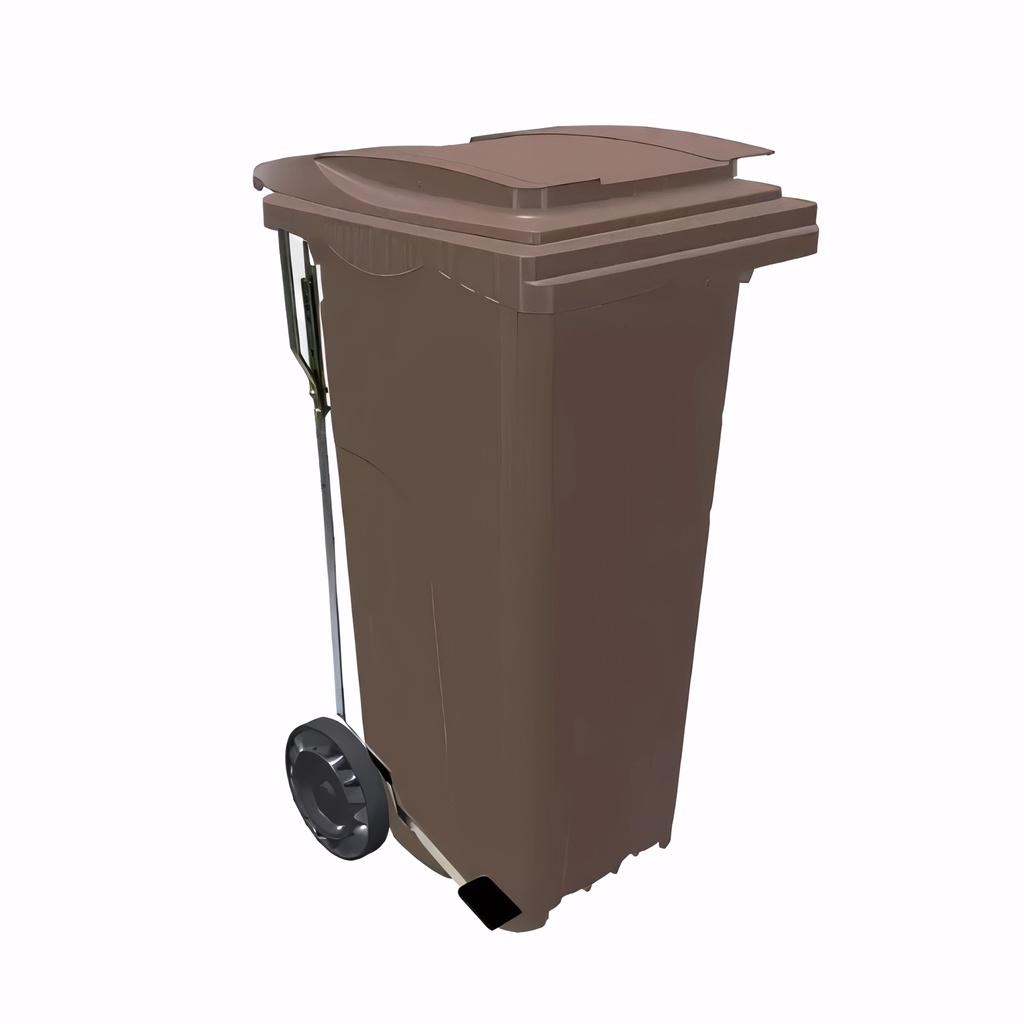 Contenedor de 120 L con pedal en Polietileno marrón