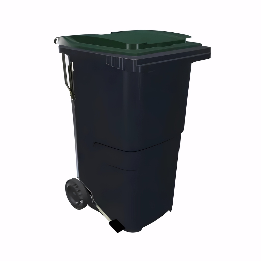 Contenedor de 240 L con pedal en Polietileno cuerpo gris antracita y tapa verde inglés