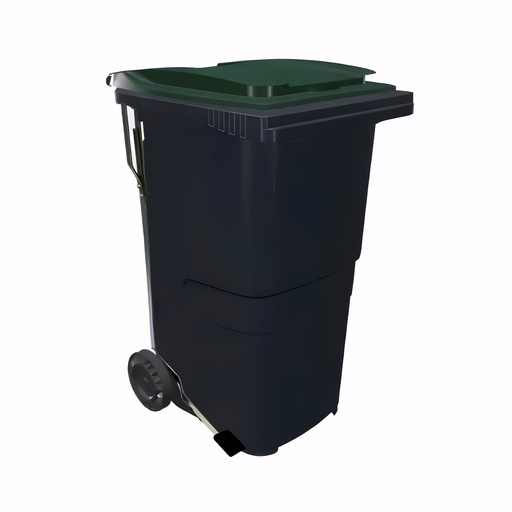 [4607060] Contenedor de 240 L con pedal en Polietileno cuerpo gris antracita y tapa verde inglés