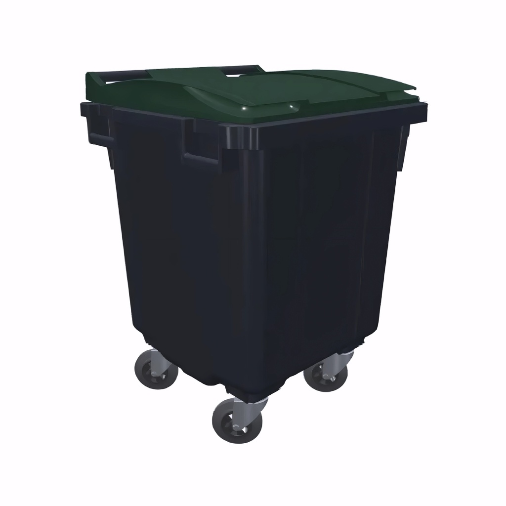 Contenedor de 400 L en Polietileno cuerpo gris antracita y tapa verde inglés