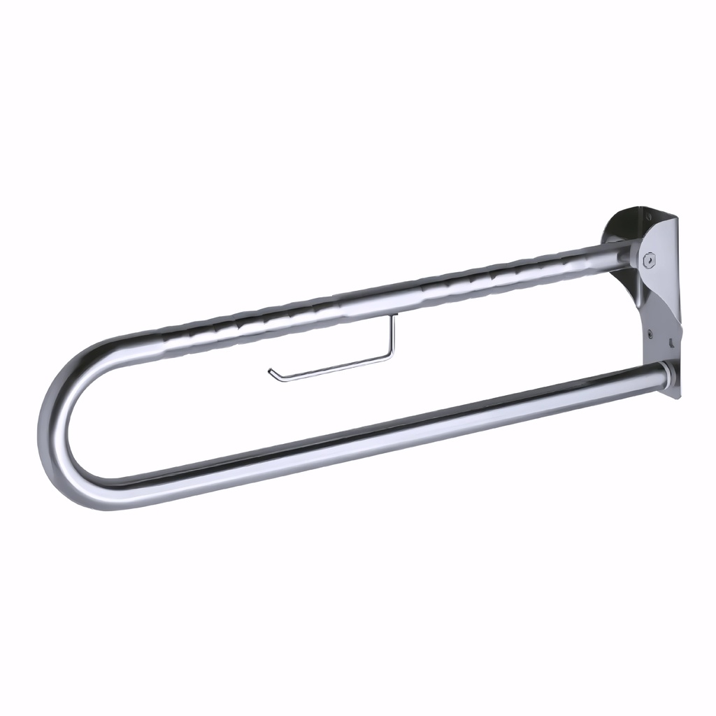 Asidero Abatible con portarrollo 70 cm en Acero inoxidable pulido