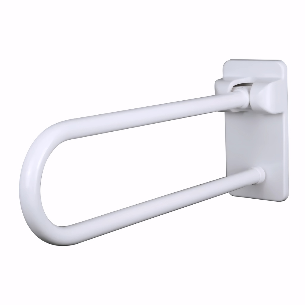 [4816201] Asidero Abatible 80 cm en Acero cincado recubierto en PVC blanco con placa trasera