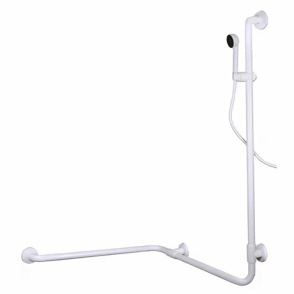 [4834200] Asidero Rincón de 70x70 cm Derecha con kit de ducha en Acero cincado recubierto en PVC blanco