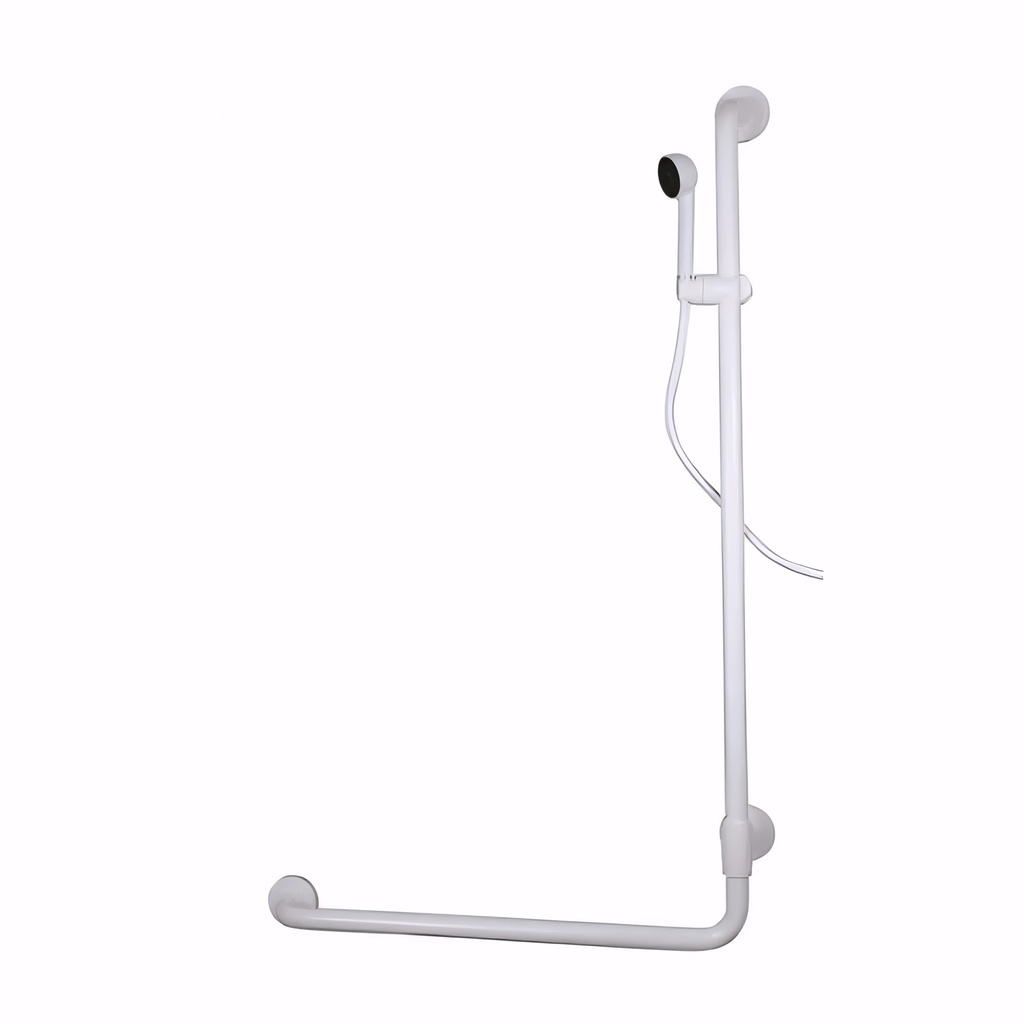 [4837200] Asidero Fijo de 70 cm con kit de ducha Derecha  en Acero cincado recubierto en PVC blanco