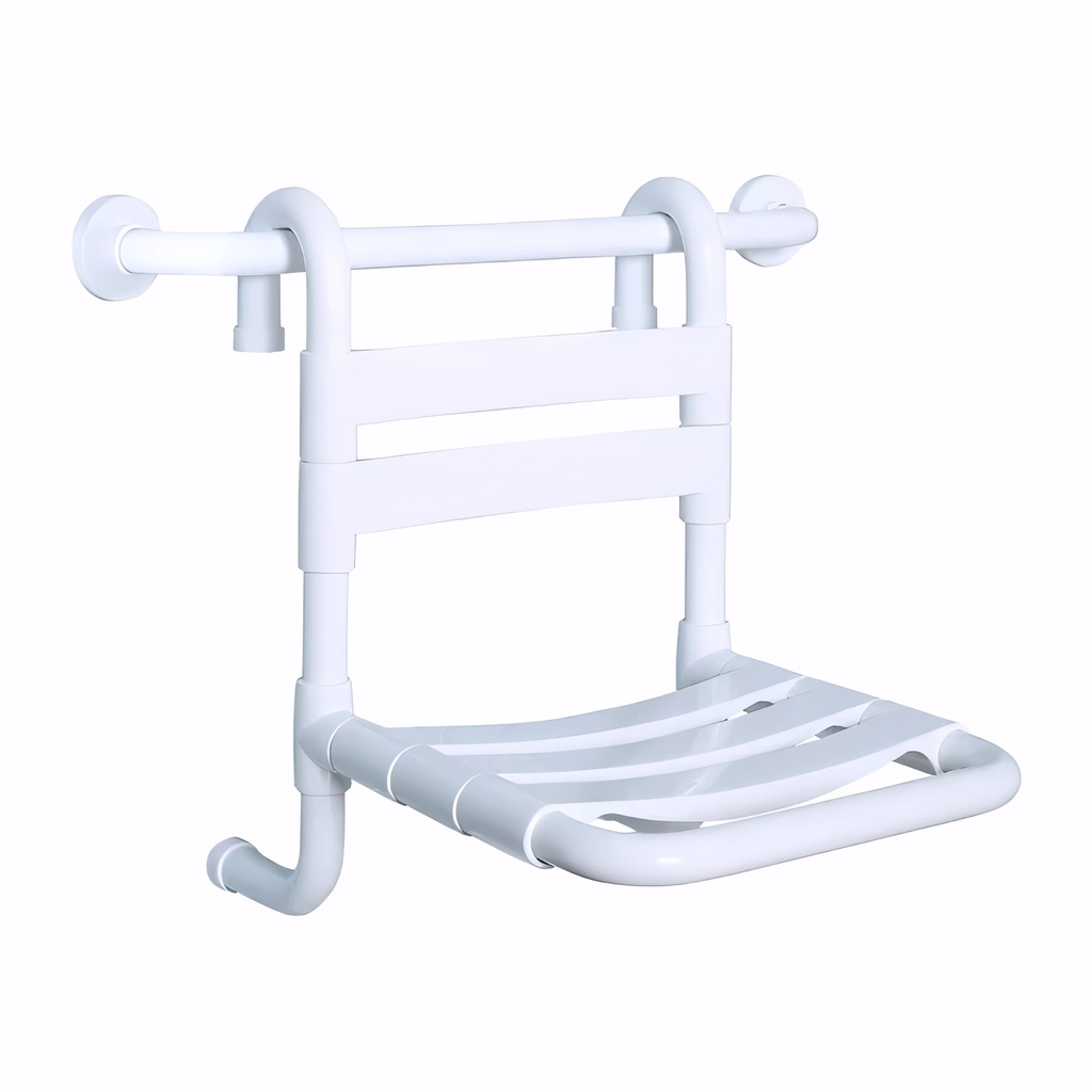 Asiento de ducha Colgante en Acero cincado recubierto en PVC blanco