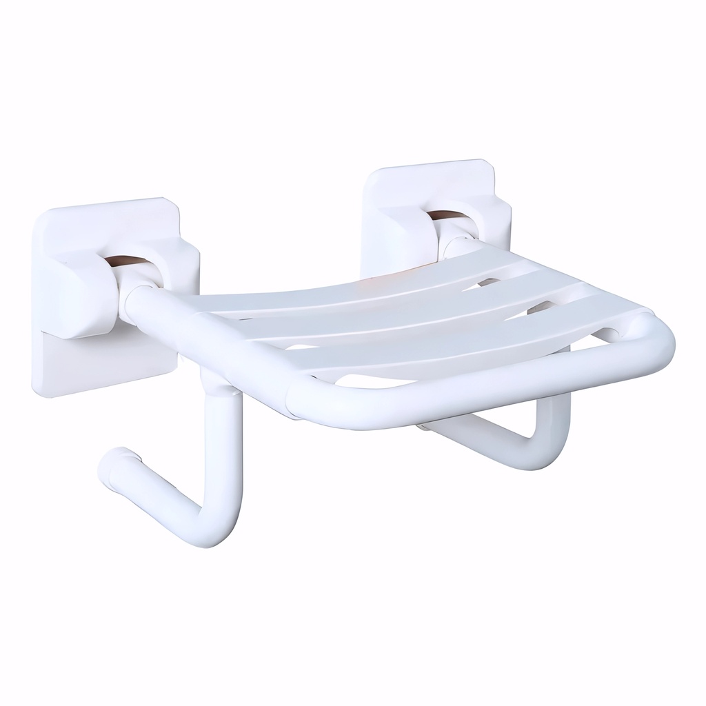 Asiento de ducha Abatible en Acero cincado recubierto en PVC blanco
