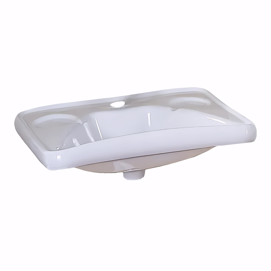 Lavabo ergonómico en Porcelana vitrificada blanca 69 cm