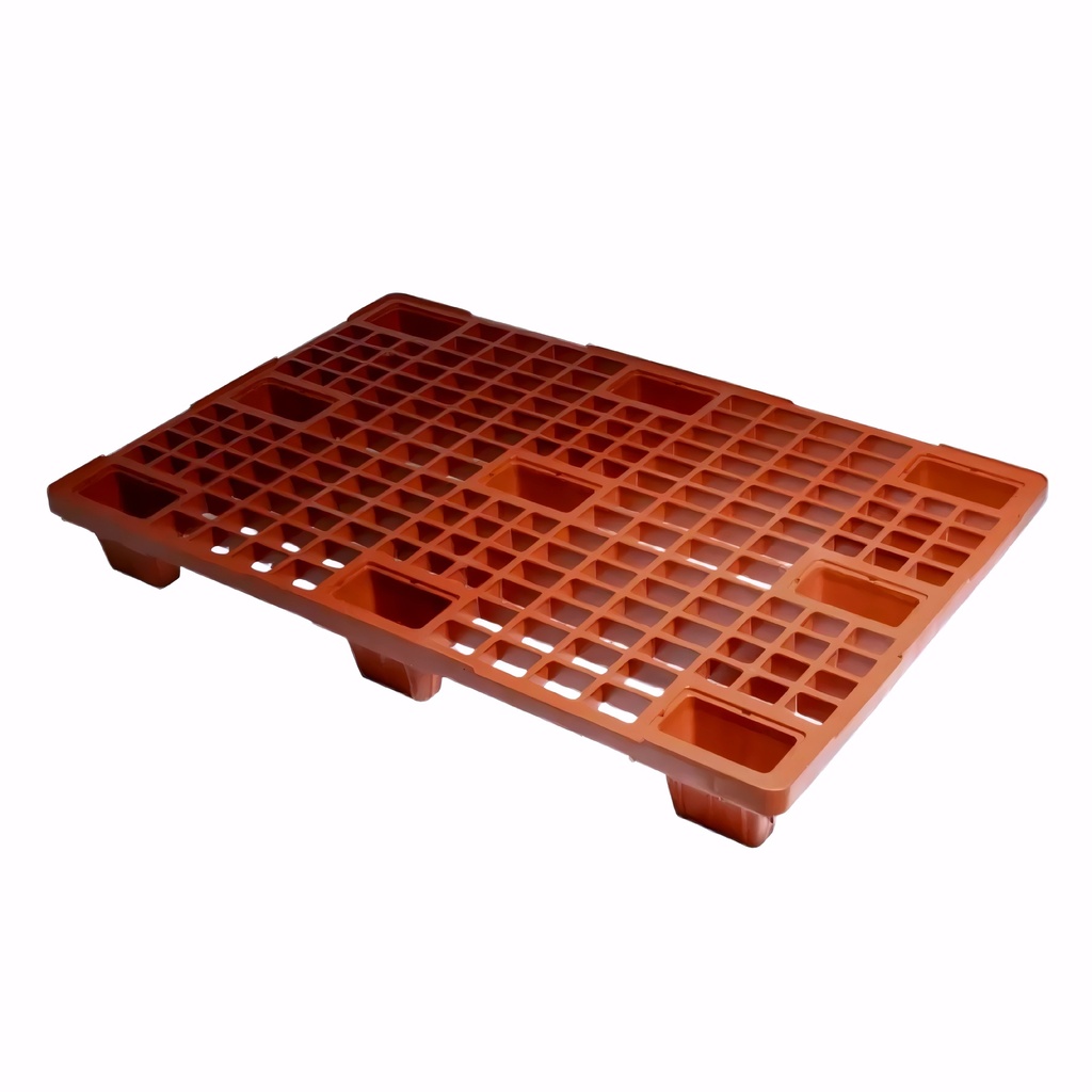 Palet  europeo Encajable perforado con 9 patas de HDPE en calidad alimentaria color pardo