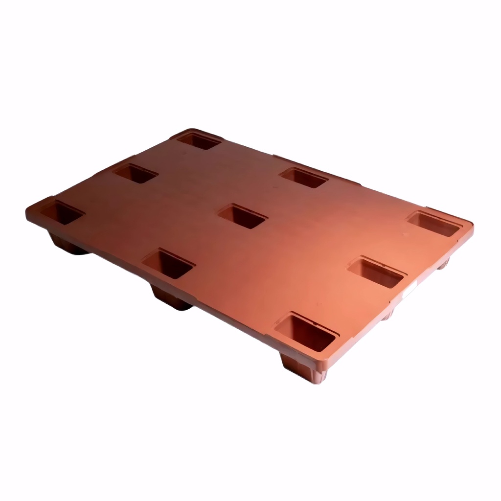 [5401000] Palet europeo  Encajable cerrado con 9 patas de HDPE en calidad alimentaria color pardo con tapetas